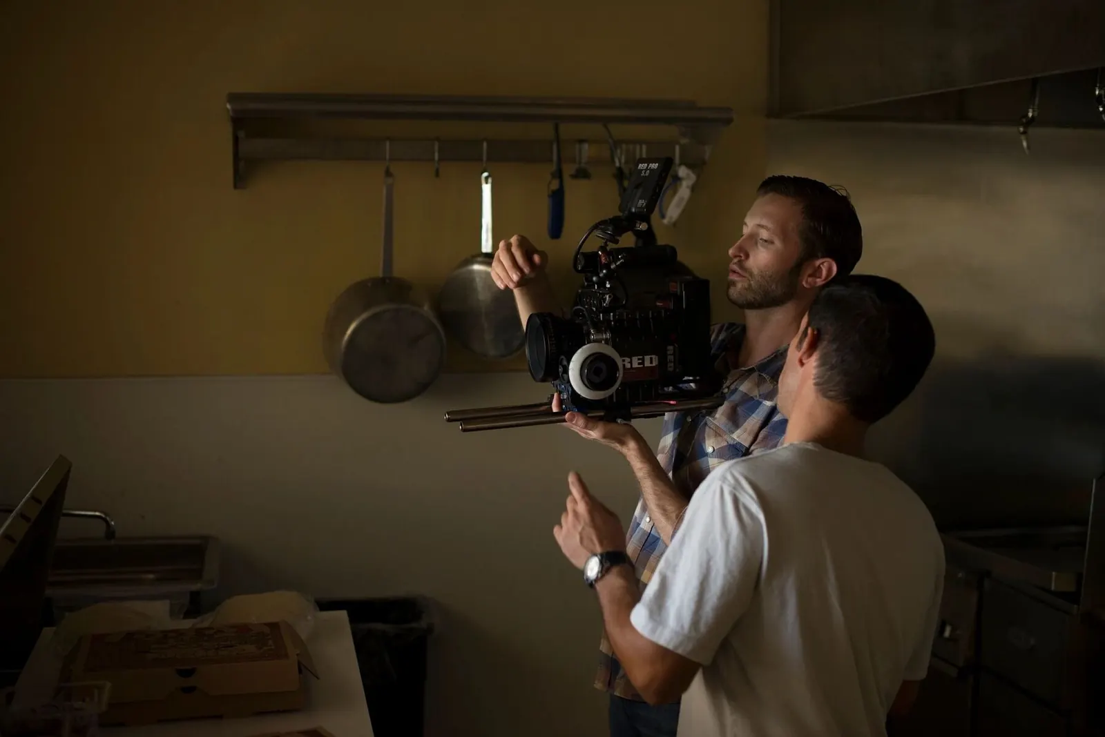Camera crew filming a video shoot