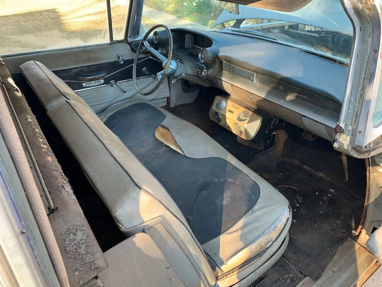 The original front interior of the Cadillac
