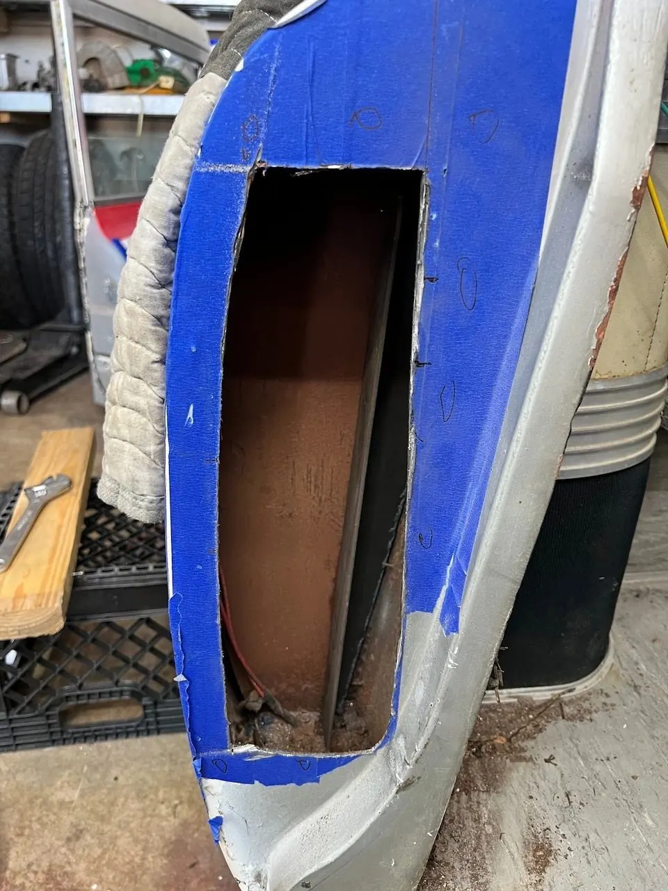 Door frame cut open to look inside