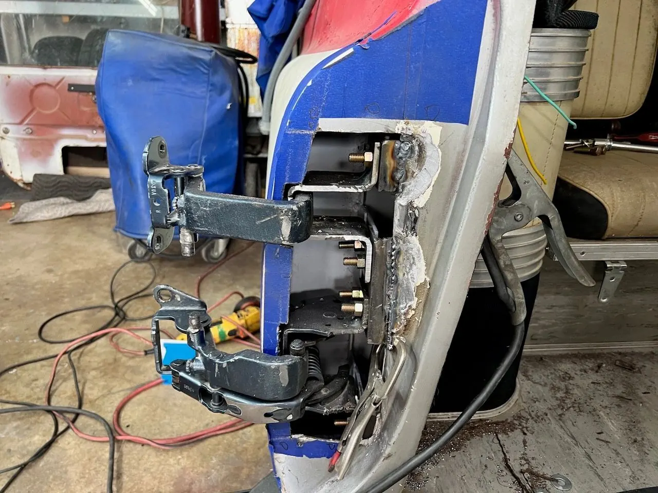 Test-fitting the Chevy hinge