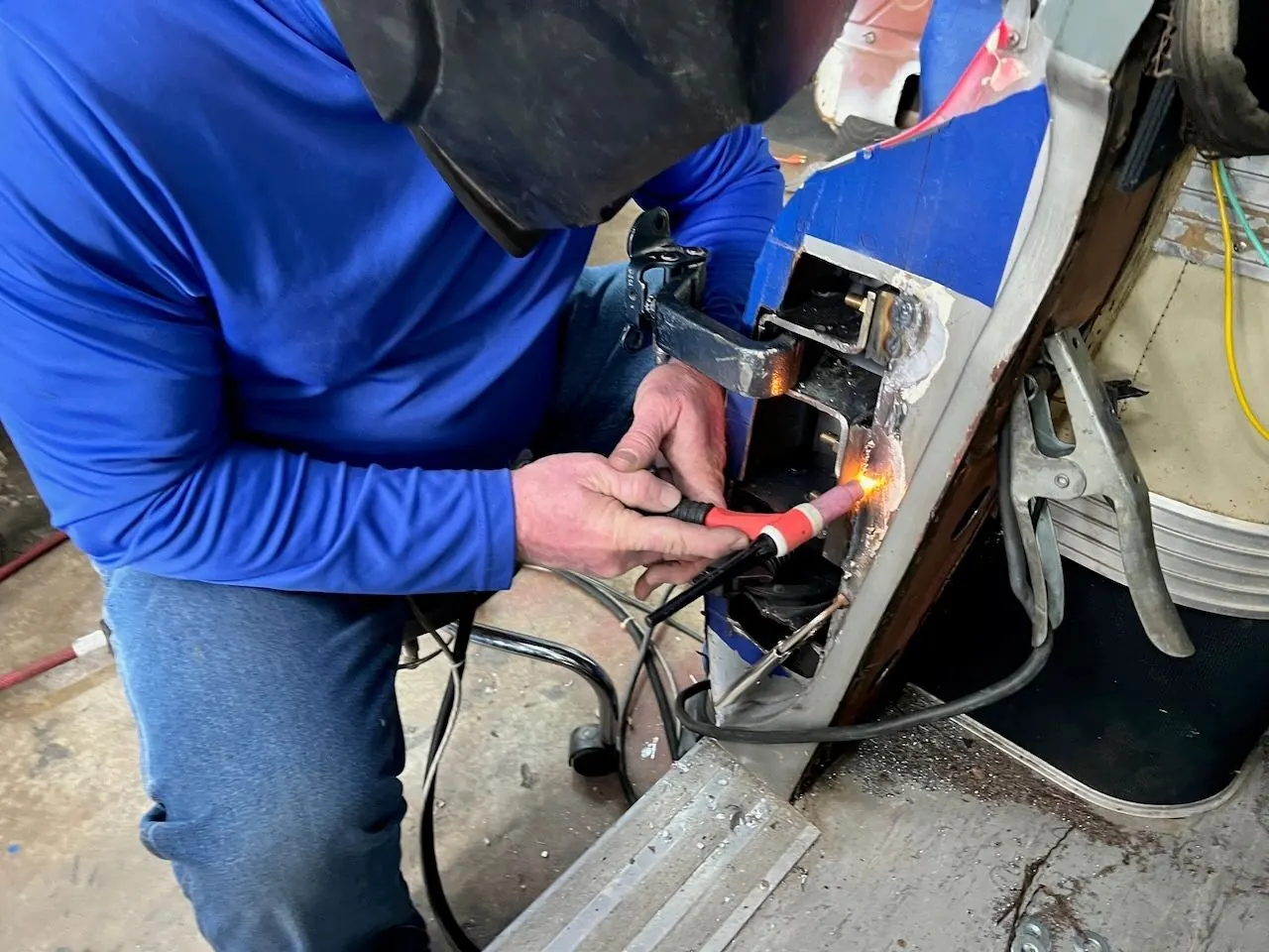 Welding the bracket into place