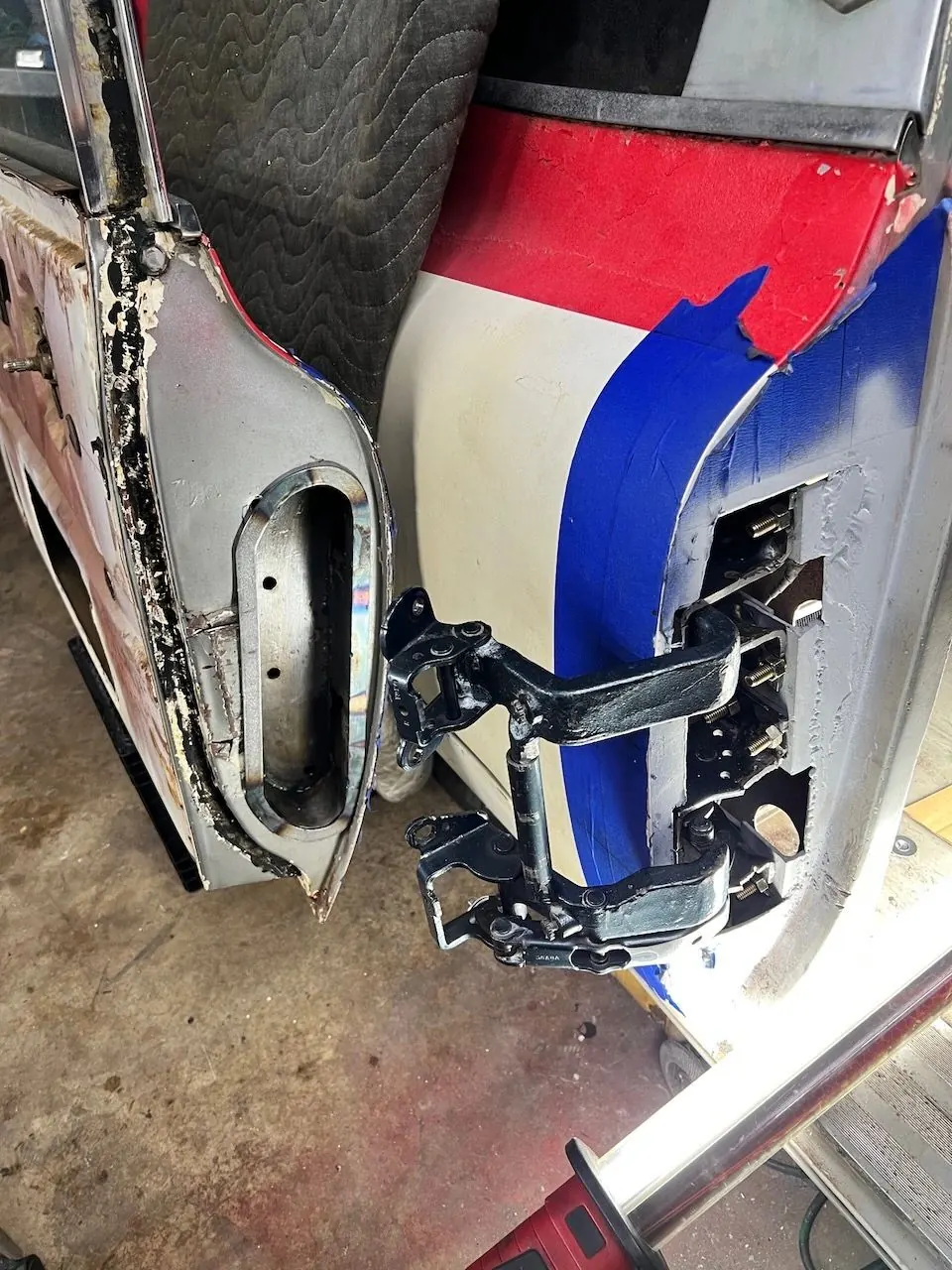 Hinges installed in the new pocket