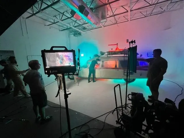Film crew on set for a video shoot with Ecto-TX