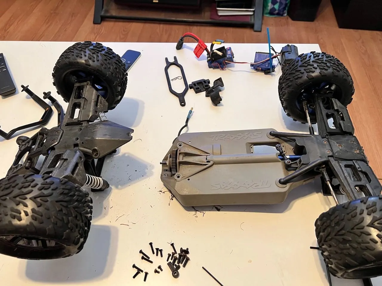 The Traxxas Stampede stripped down